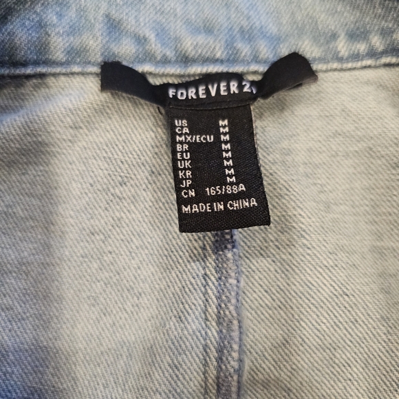 Forever 21 Double-Breasted Light Blue Jean Jacket - Picture 7 of 8